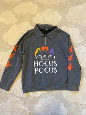 Gray Hocus Pocus Zip-Neck Pullover